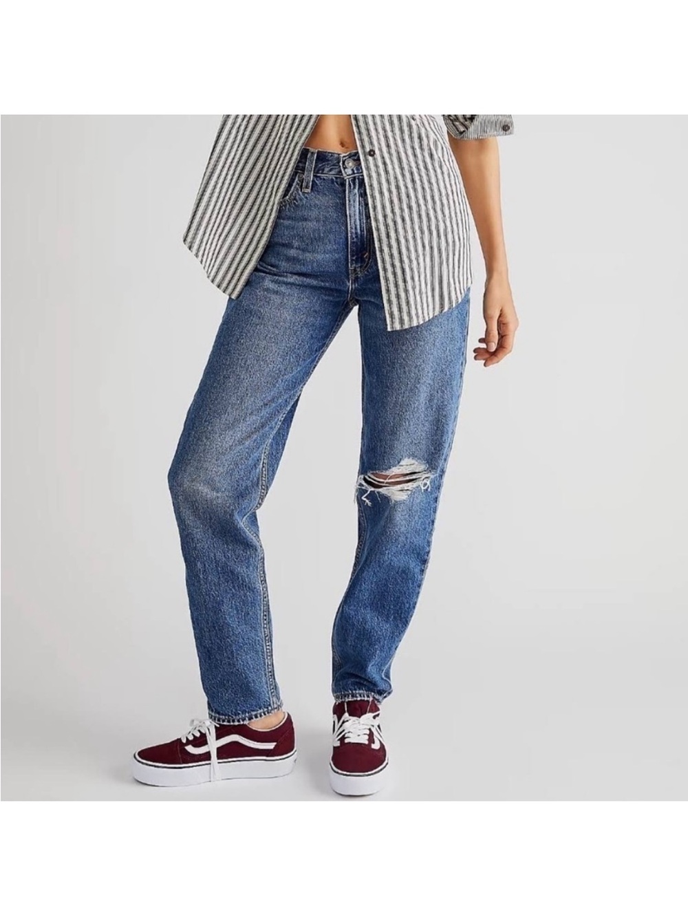 Levi’s 80’s High-Waisted Straight Leg Mom Jeans in Classic Blue Denim Size 27